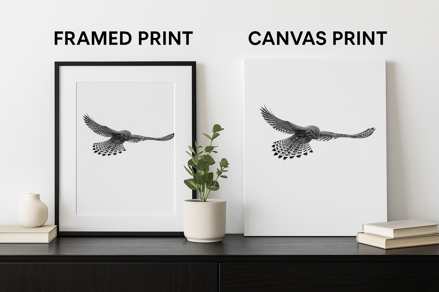 Silent Precision – Kestrel in Hover | Black & White Digital Wall Art (High-Res 300dpi)