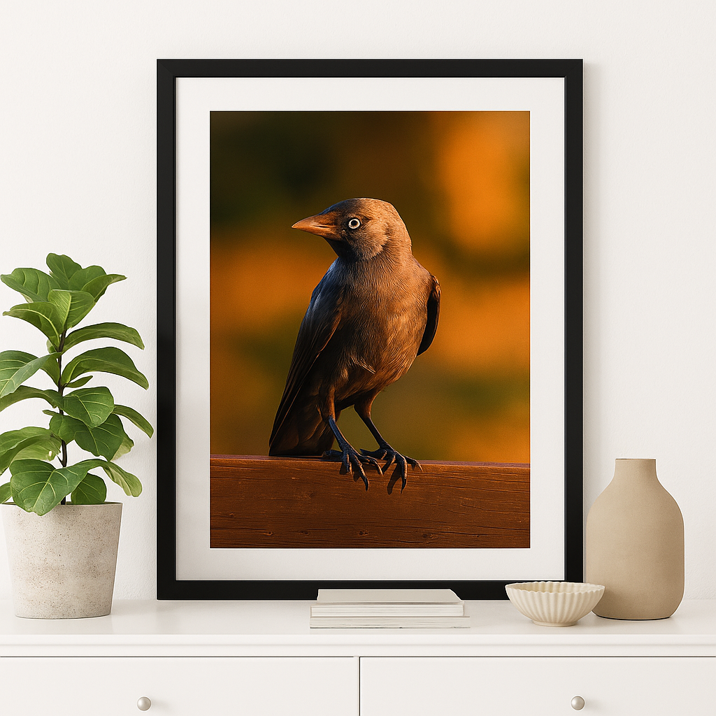 Sharp Eye – Juvenile Jackdaw Portrait | Digital Wall Art Download (High-Res 300dpi)